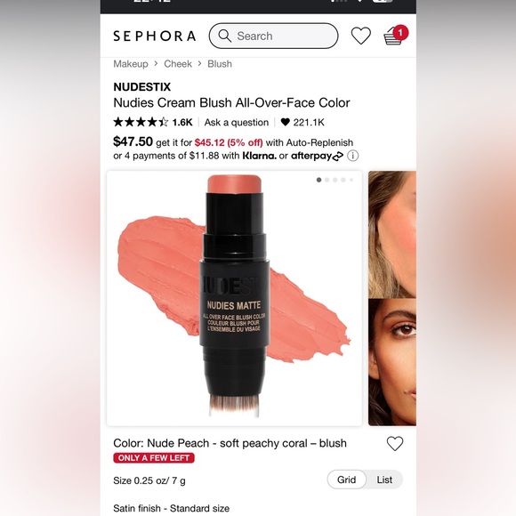 NUDESTIX
Nudies Cream Blush (Color: Nude Peach - soft peachy coral – blush) 7g - Picture 6 of 7